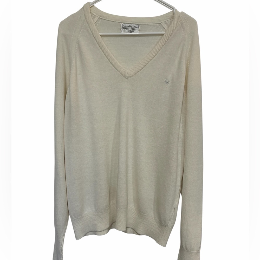 Dior Cream V-Neck Knit Sweater Men’s sz XL vintage